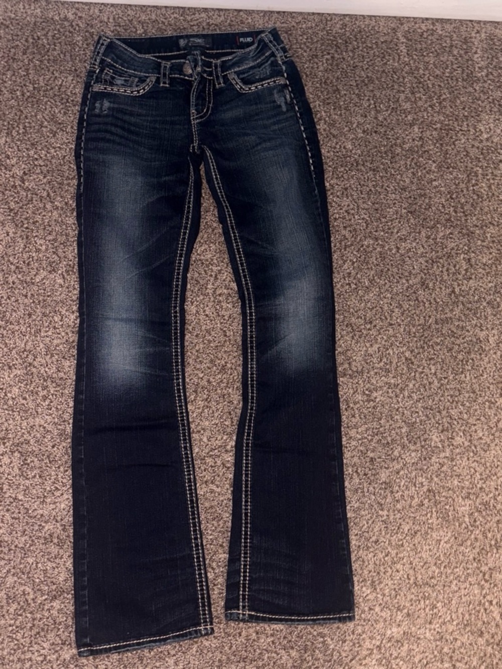 Women’s Dark Blue Embroidered Pocket Silver Jeans - Picture 2 of 4